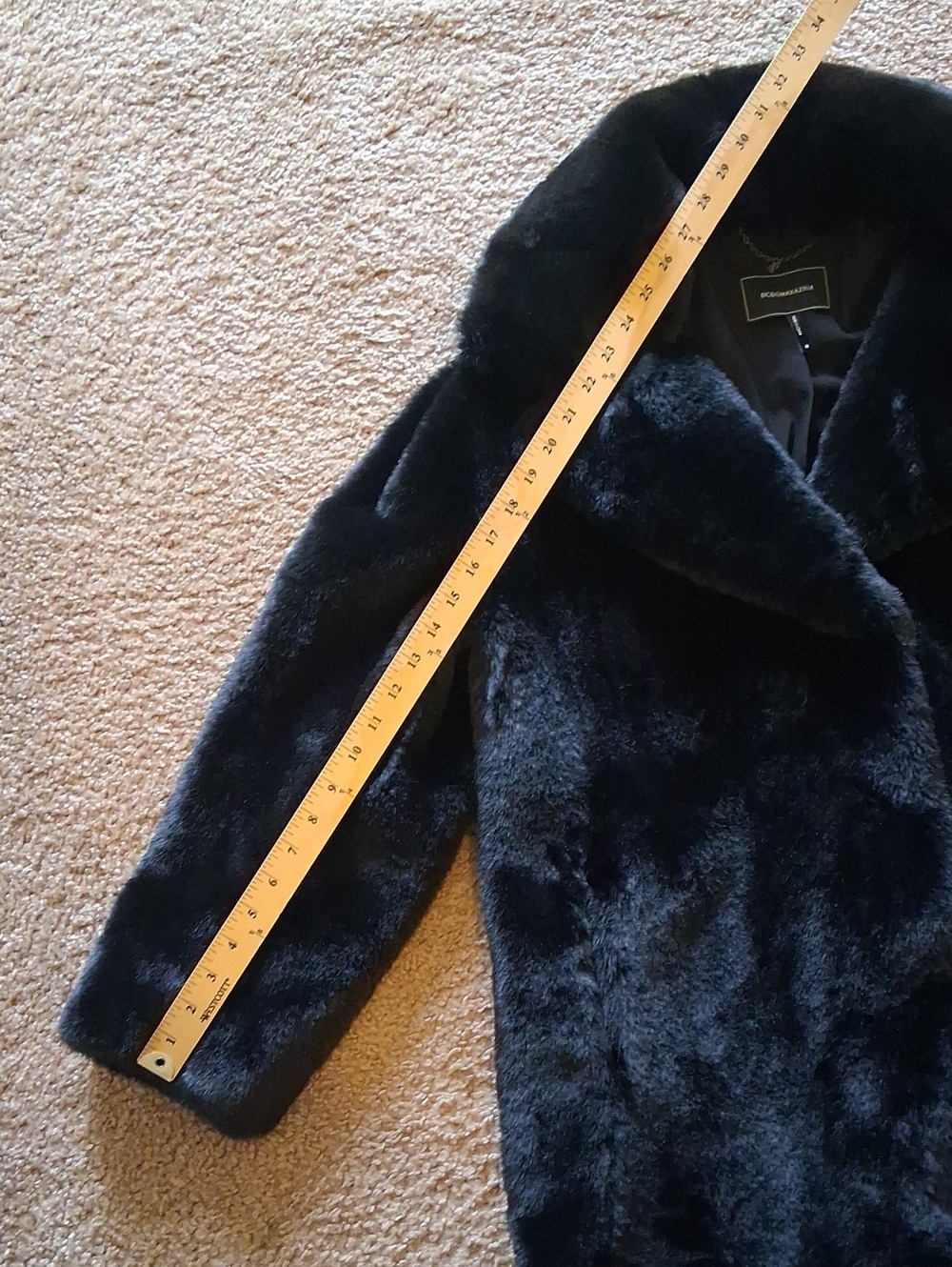 BCBGMaxAzria Black Faux Fur Coat - Picture 9 of 11